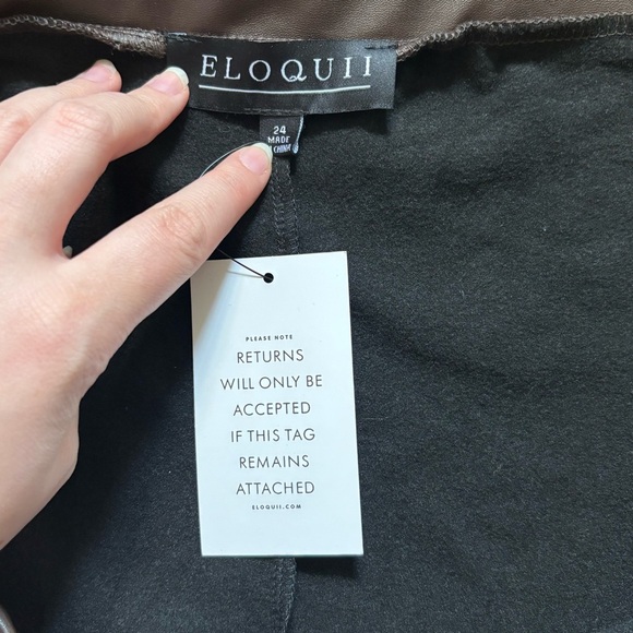 Eloquii Faux Leather Pants Womens Size 24 New With Tag Brown Plus Size Joggers - Picture 3 of 5
